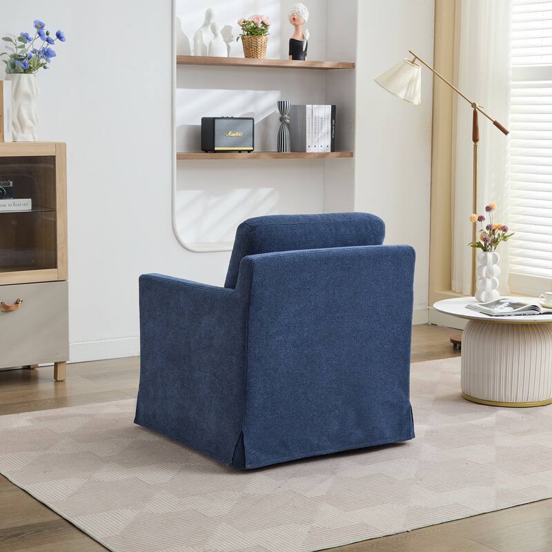 29.92'' Swivel Accent Chair, Upholstered Skirted Swivel Chair with Removable Back Cushion, 360 Degree Comfy Armchair 
