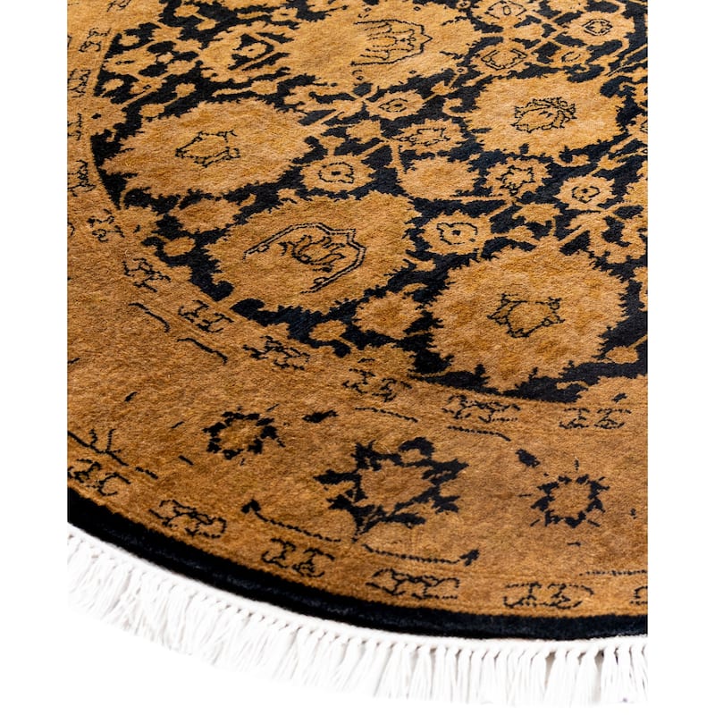 Overdyed One-of-a-Kind Hand-Knotted Round Area Rug - Beige - 4' 1" x 4' 1"