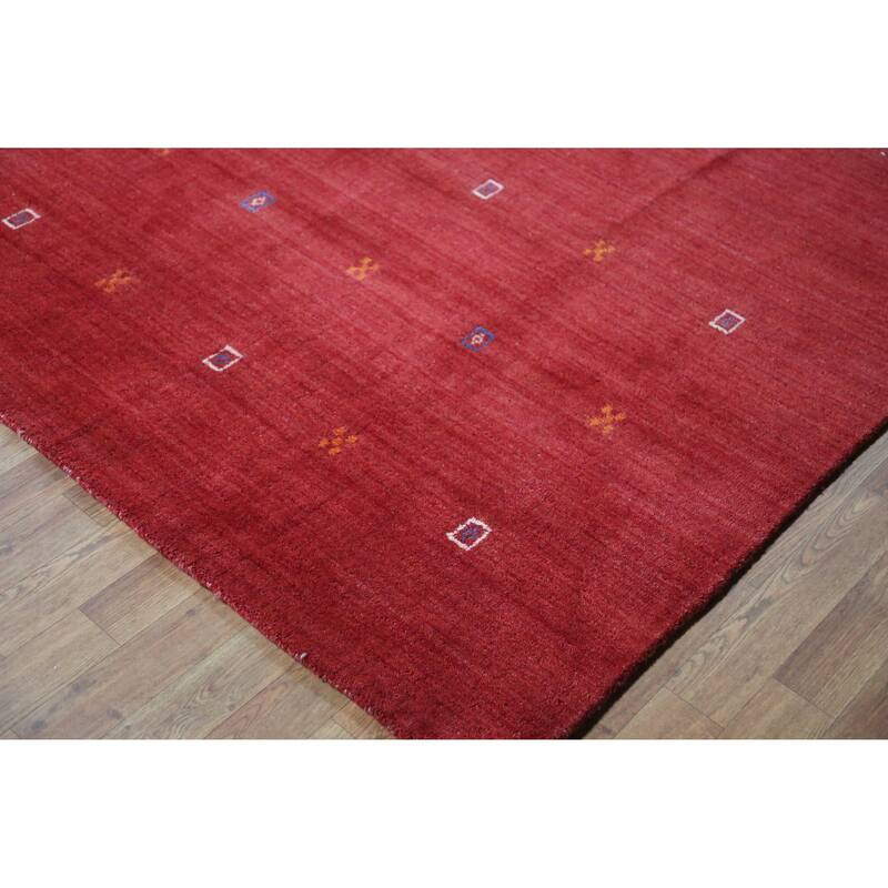 Hand Knotted Oriental 100% Wool Carpet Tribal Tribal Red Gabbeh Area Rug - 11' 4'' X 8' 2''
