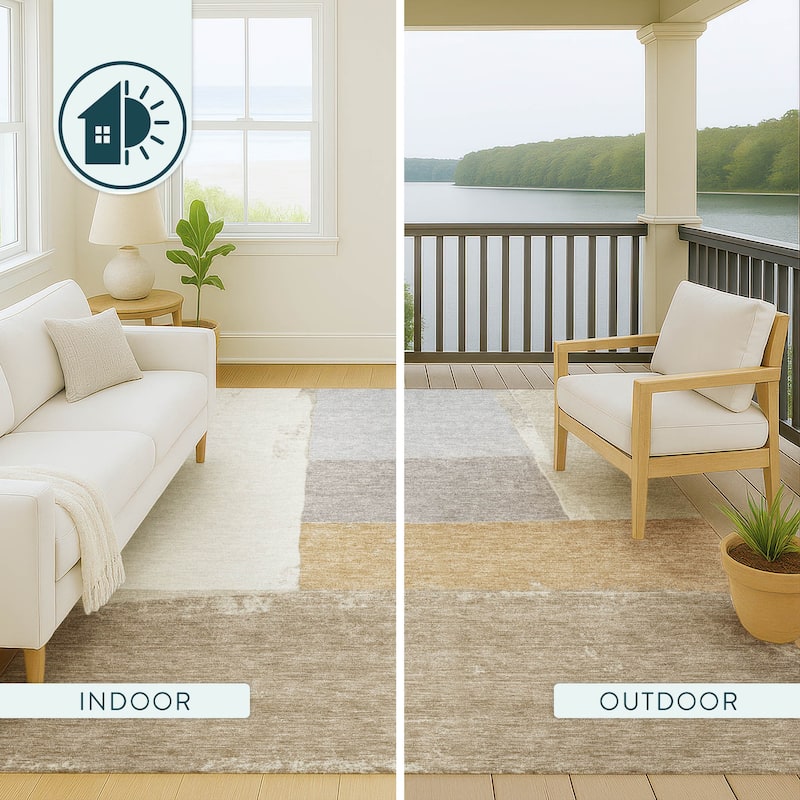 Machine Washable Indoor/ Outdoor Abstract Kraig Chantille Rug