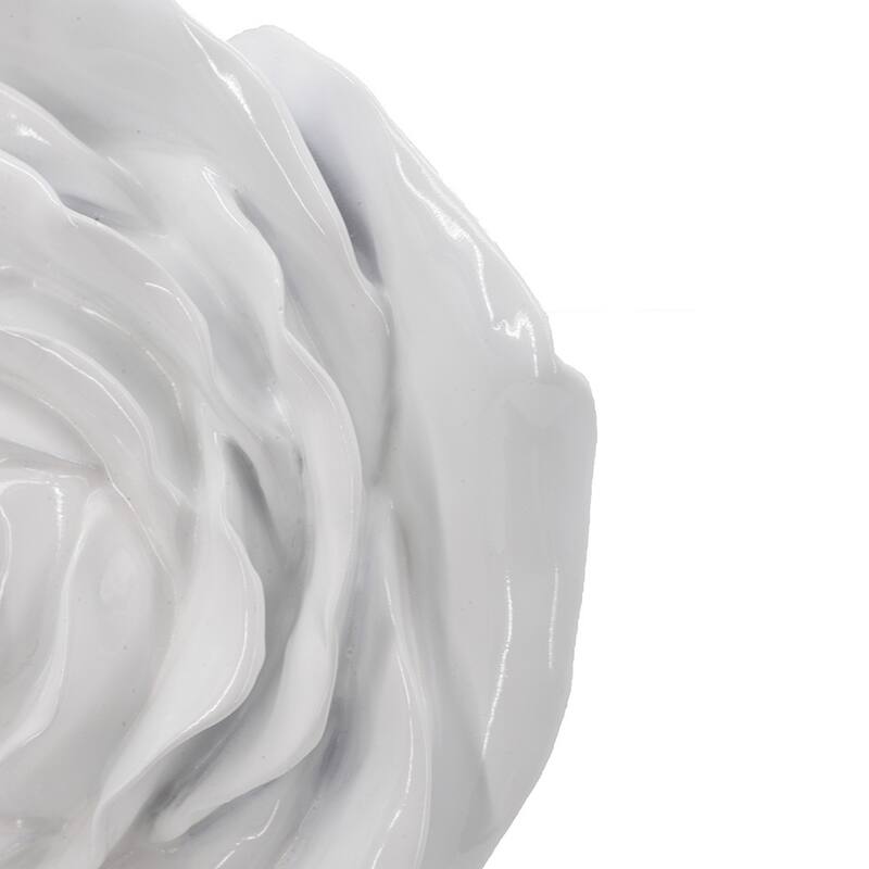 Dazzle 7, 8 Inch Rose Hanging Wall Accent Set of 2, White Resin 3 Dimensional