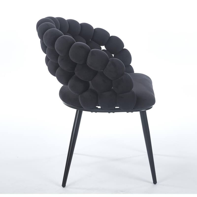 Fabric Modern Chairs (Set of 2) with Golden Iron Tube Legs, Soft Cushions, and Comfortable Backrest