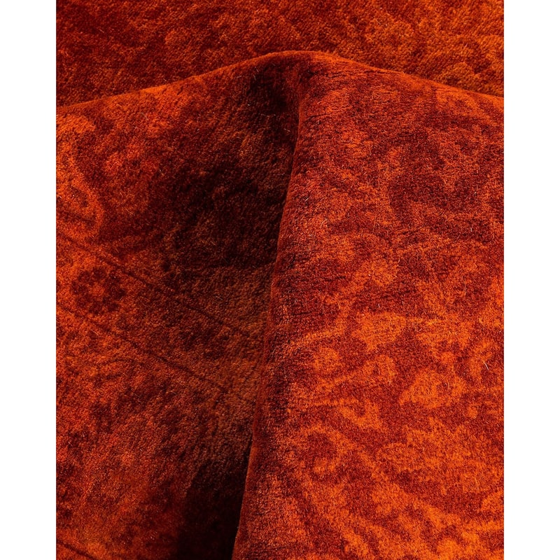 Fine Vibrance One-of-a-Kind Hand-Knotted Area Rug - Orange, 4' 2" x 6' 0" - 4' 2" x 6' 0"