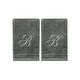 preview thumbnail 15 of 25, Set of 2- Silver Embroidered Gray Monogrammed Fingertip Towels , Personalized Gift, 11 x 18 Inches B