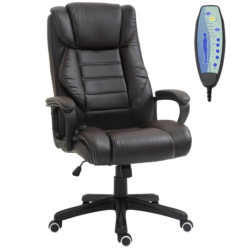 Vinsetto Massage Office Chair, High Back Executive Office Chair with 6-Point Vibration, Adjustable Height, Swivel Seat