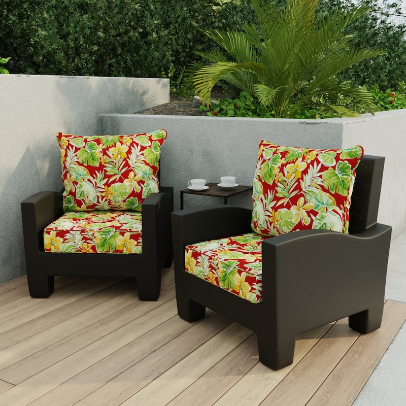 24" x 47" Outdoor Deep Seat Cushion Set with Welt - 46.5'' L x 24'' W x 6'' H - Beachcrest Poppy