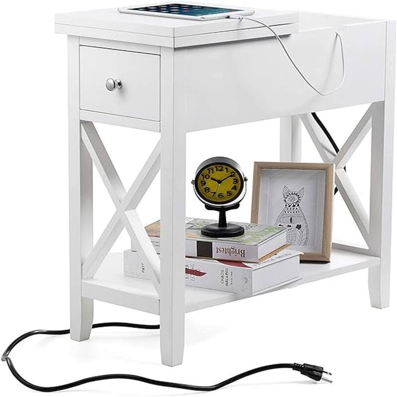 End Table with Flip Top and Charging Station