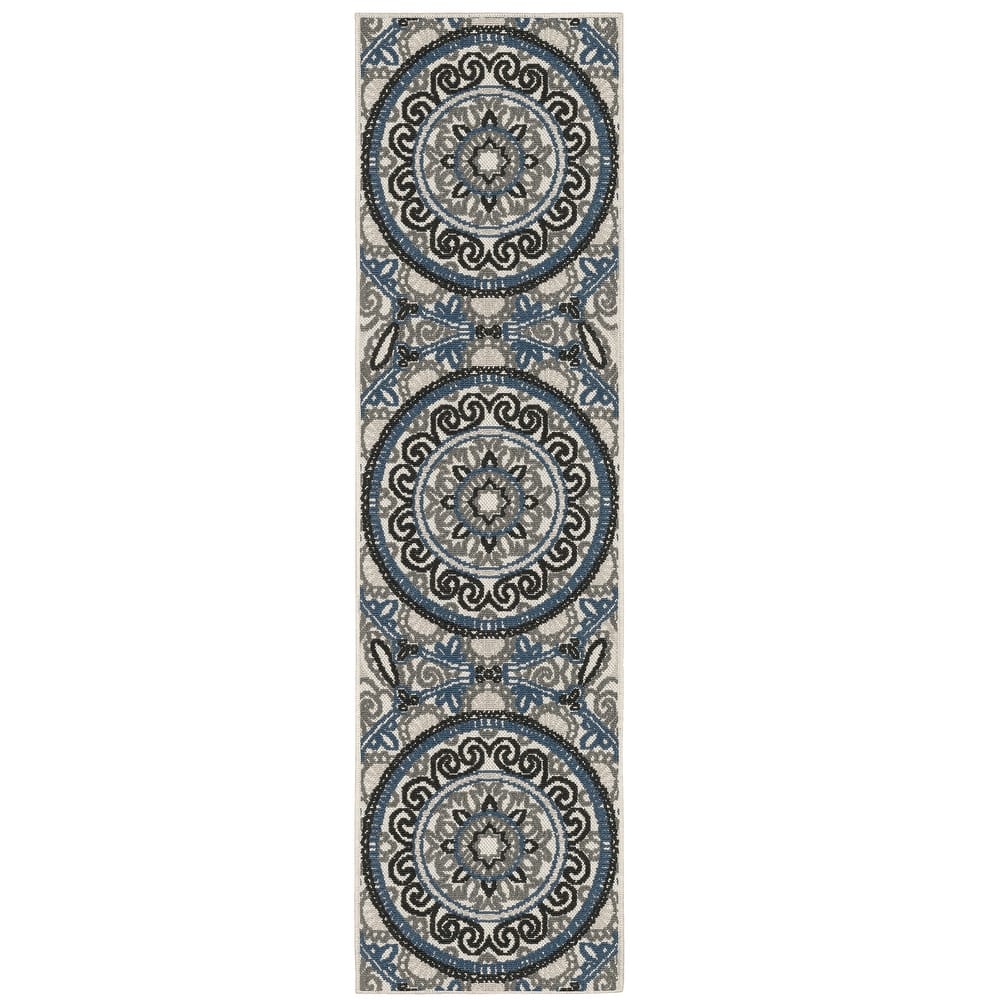 Vista Home Talcot Bohemian Medallion Gray/Blue Indoor-Outdoor Area Rug