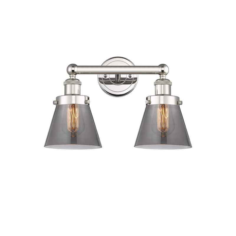 Innovations Lighting 616-2W-10-16 Cone Vanity Cone 2 Light 16" Wide - Polished Nickel / Plated Smoke
