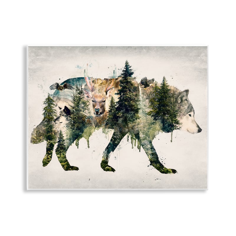 Stupell Woodland Wildlife Wolf Contour Wall Plaque Art Design By Barrett Biggers - 14 x 11