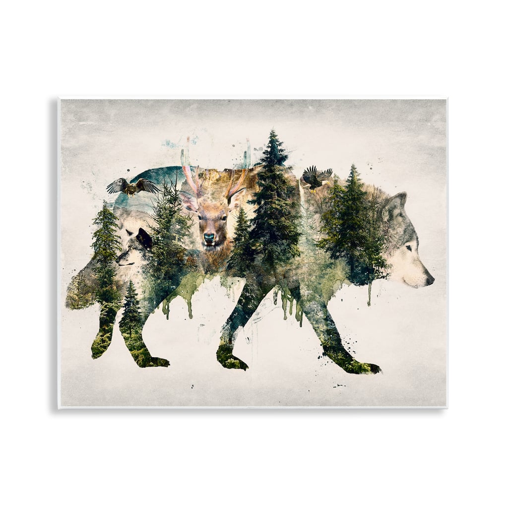 Stupell Woodland Wildlife Wolf Contour Wall Plaque Art Design By Barrett Biggers