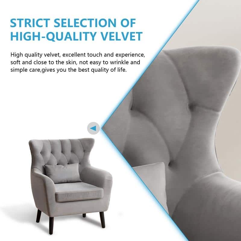 Tuft Velvet Living Room Thick Cushion Accent Chair (Set of 2)