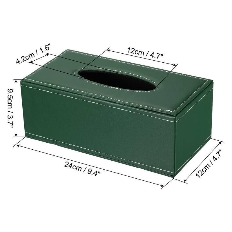 9.4x4.7x3.7" Tissue Box Cover, PVC Leather Waterproof Napkin Dispenser - Green