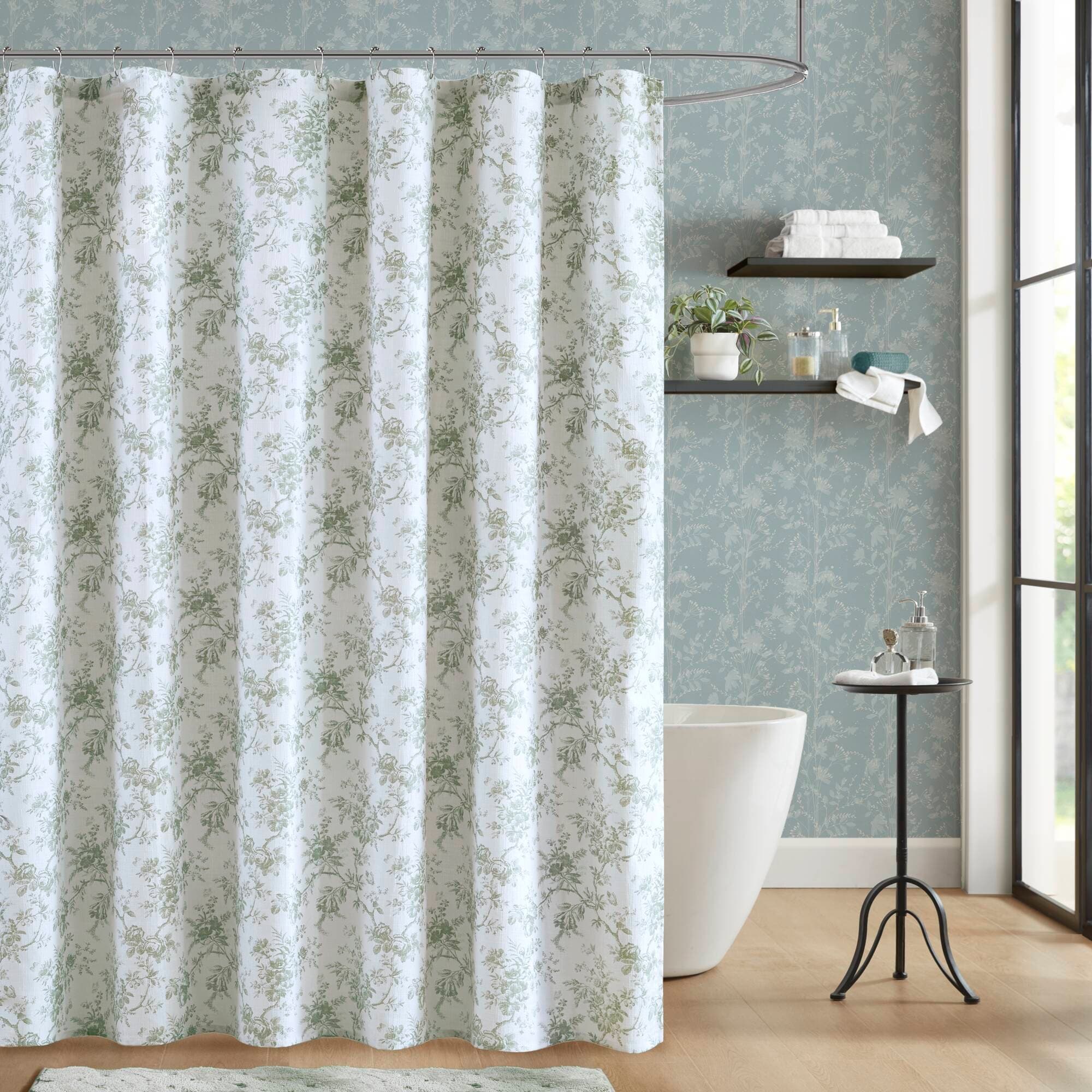 Walled Garden Tonal Floral Cotton Blend Shower Curtain