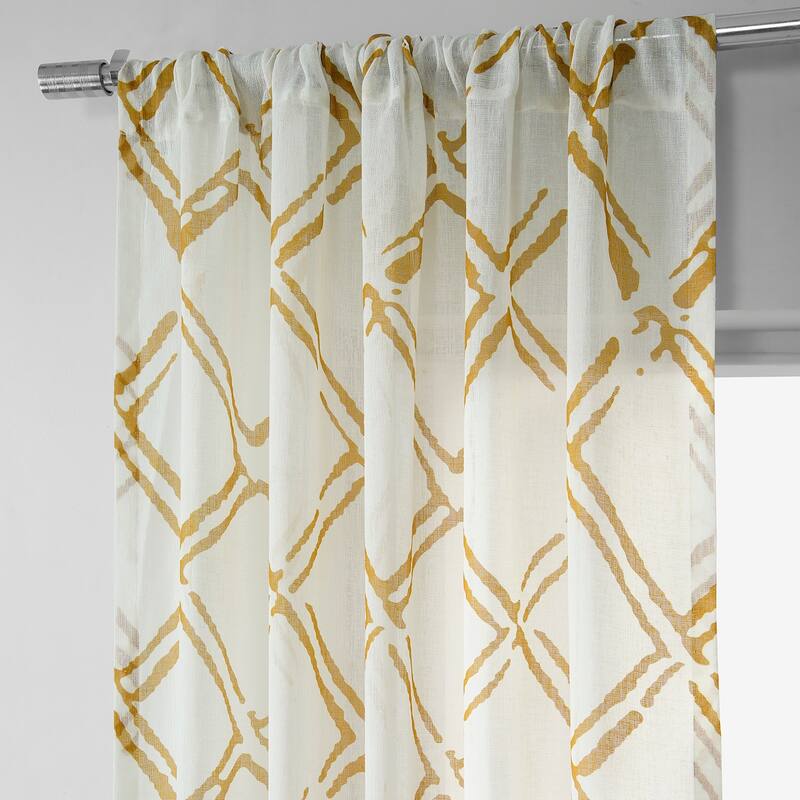 Exclusive Fabrics Normandy Printed Faux Linen Sheer Curtain (1 Panel)