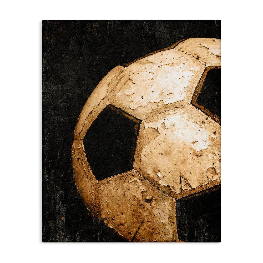 Stupell Vintage Soccer Ball Closeup Canvas Wall Art Design By Kim Allen