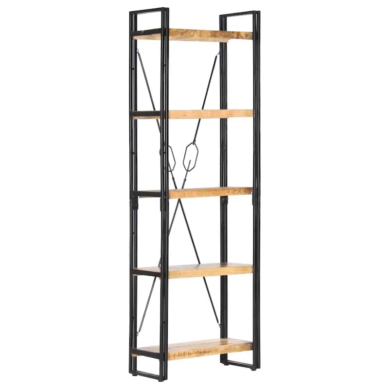 vidaXL 5-Tier Bookcase 23.6"x11.8"x70.9" Solid Mango Wood