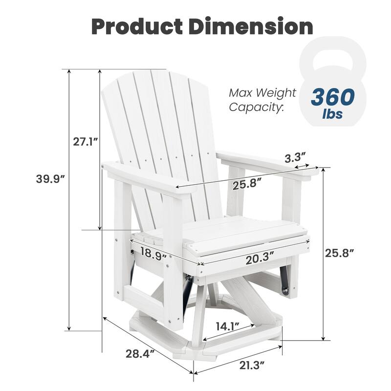 HDPE Adirondack Swivel Glider, Outdoor Patio Chair