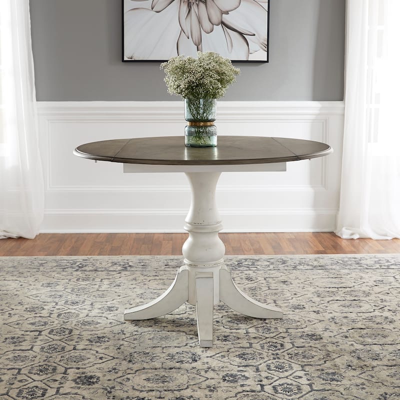 Magnolia Manor Antique White Weathered Bark Opt 5 Piece Drop Leaf Set