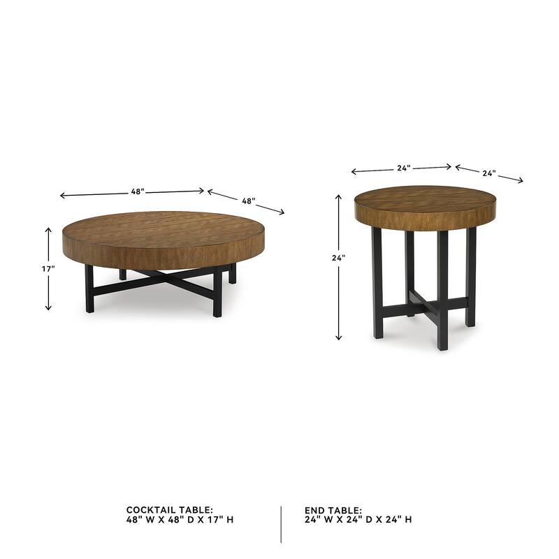 Signature Design by Ashley Steenlage Brown/Black Table (Set of 2) - 48" W x 48" D x 17" H