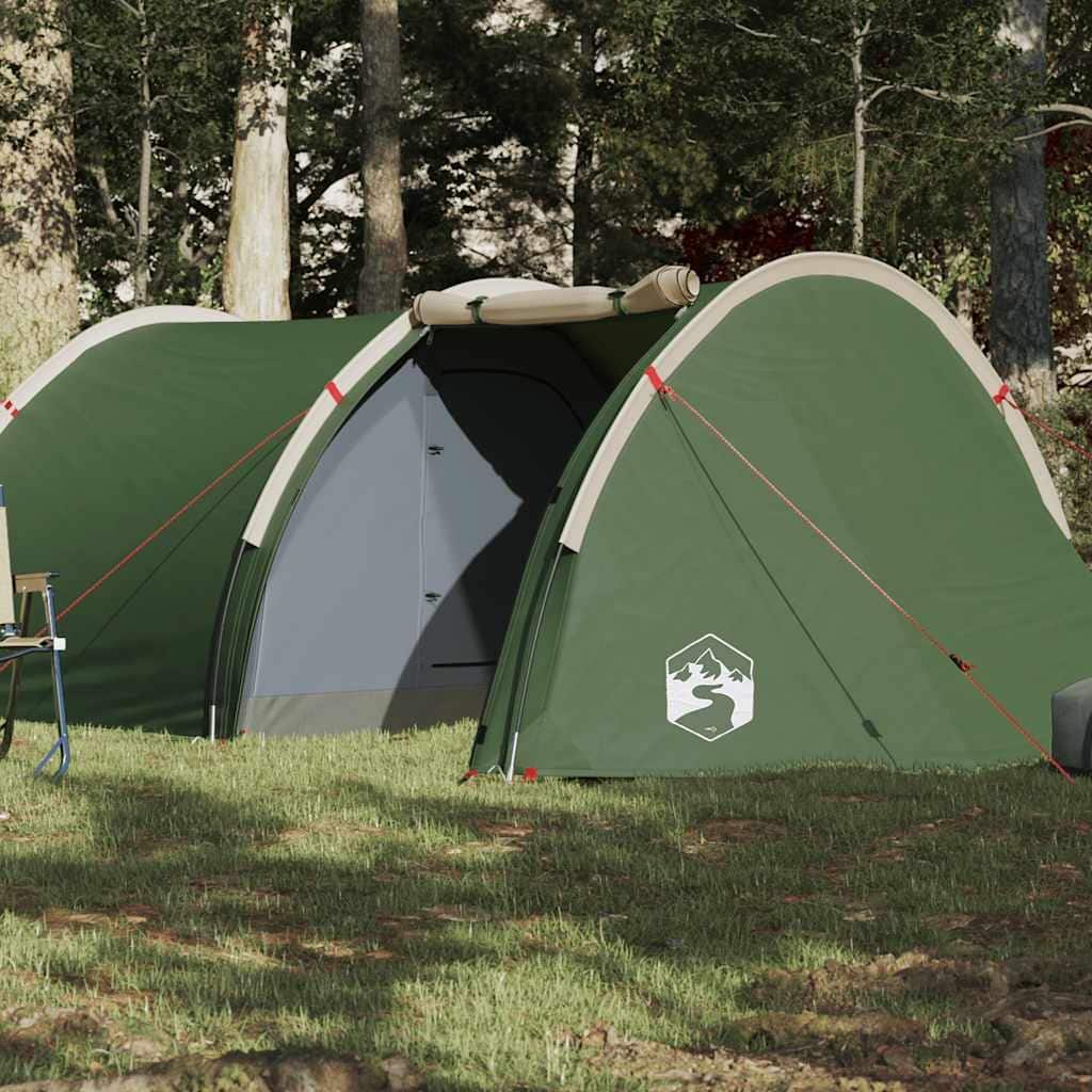 vidaXL Camping Tent Tunnel 4-Person Green Waterproof - 159.4" x 66.9" x 41.7"