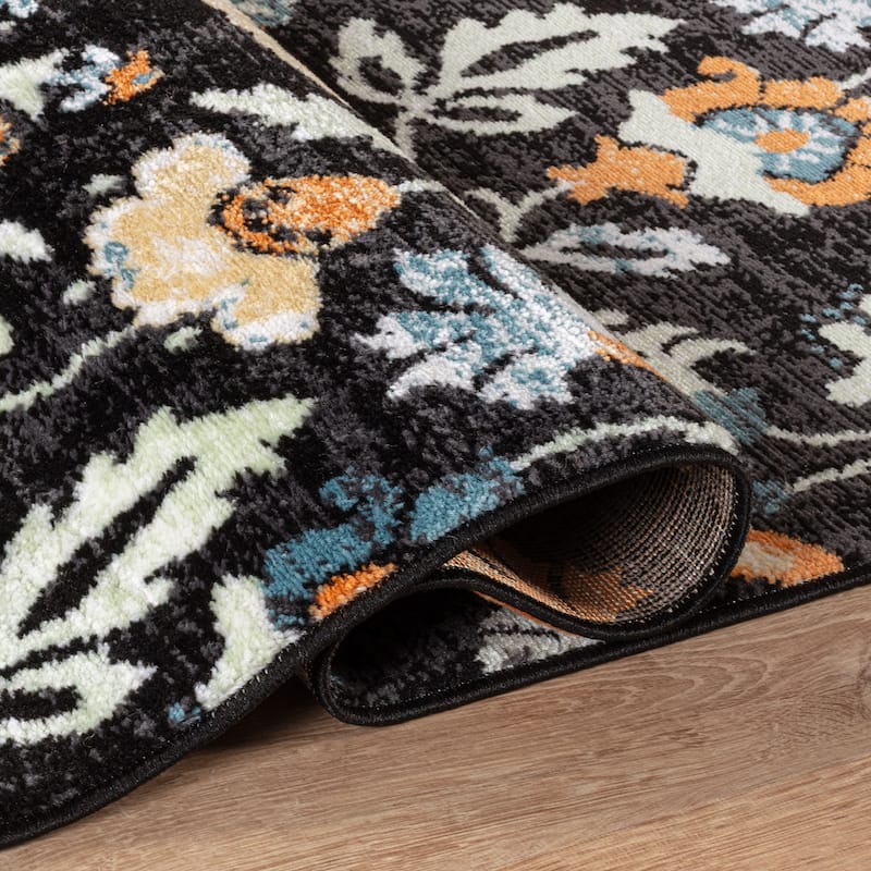 Beige Multi Vine Floral Stylish and Durable Area Rug