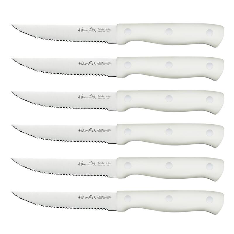 Steak Knives Set Of 6, Full Tang German Stainless Steel Steak Knives
