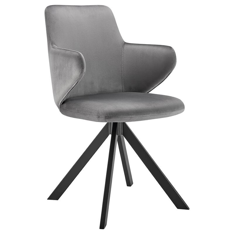 HomeRoots Gray And Black Upholstered Velvet Dining Arm Chair - 22.84' X '33.47' X '24.02