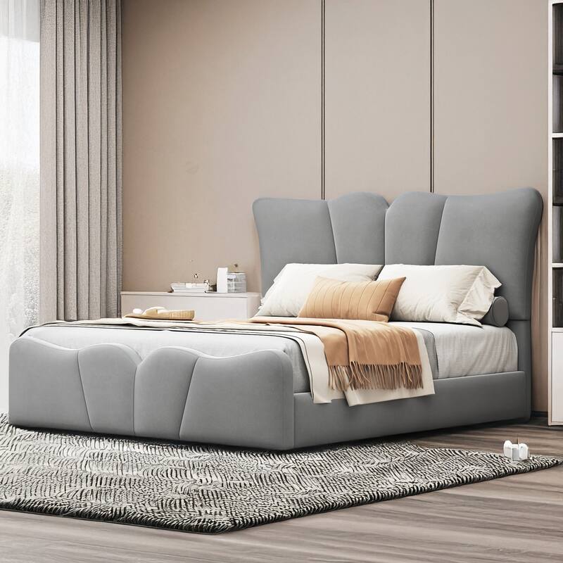 Full Size Upholstered Platform Bed - Grey - Full