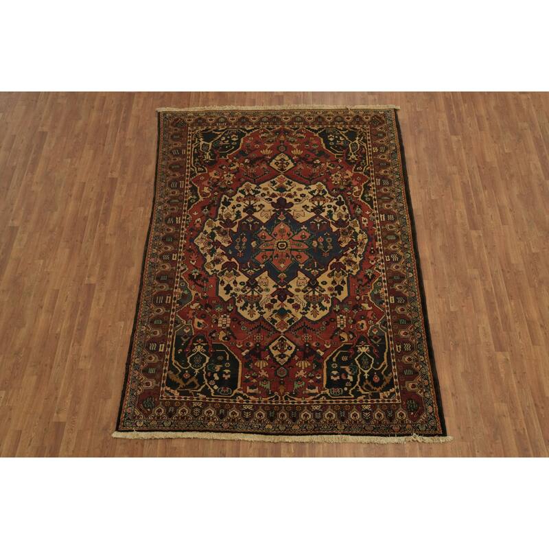 Hand Knotted Oriental 100% Wool Carpet Traditional Geometric Red Bakhtiari Area Rug - 9' 5'' X 6' 9''
