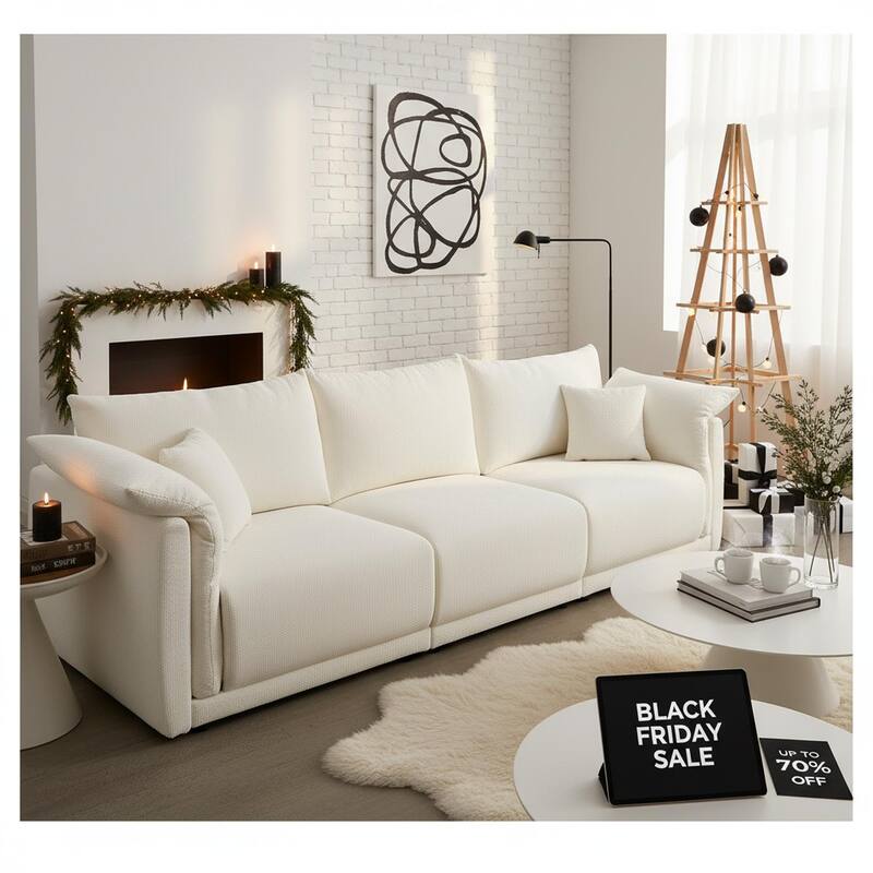 Homy Casa Plush 3-Piece Sofa with Soft Cushioning for Living Room Gift for Black Friday