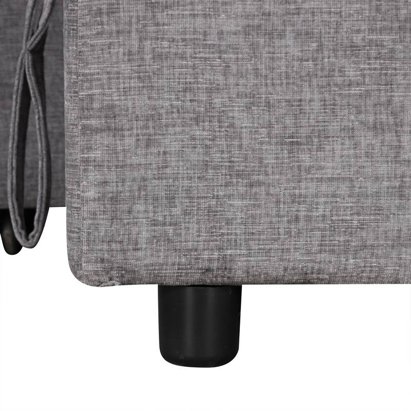 Grey 90.6'' L-Shaped Modular 6 Seater Sectional Sofa with Storage, USB Ports & Cup Holders, for Living Room or Office