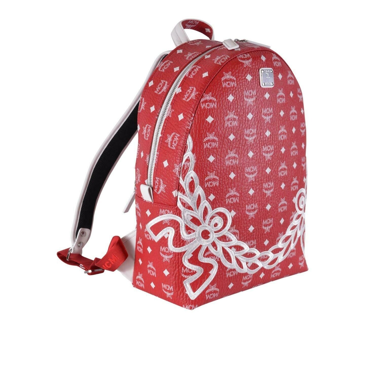 red mcm bag