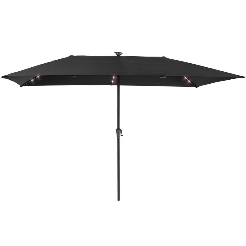 BONOSUKI 10 x 6.5Ft Solar-powered Double-Sided Patio Umbrella with Large Canopy Outdoor Table Umbrella, Anthracite Gray
