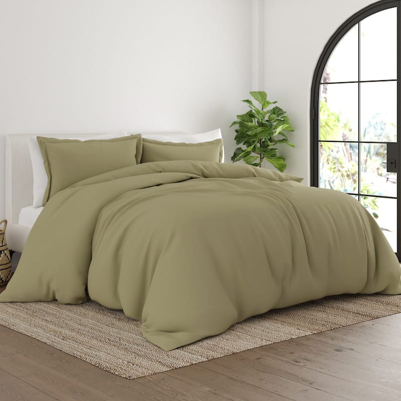 Simply Soft Ultra-soft 3-piece Duvet Cover Set - Sage - Full - Queen