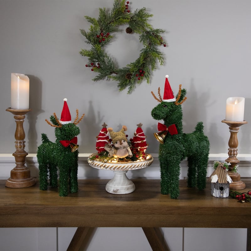 Pine Reindeer with Bell Artificial Christmas Decoration - 12"