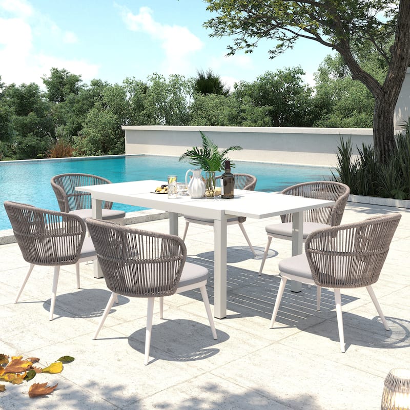Outdoor Patio Dining Set Chairs and Extendable Table