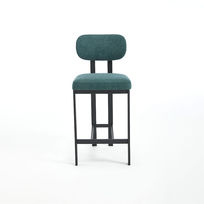 Modern Upholstered Fabric Barstools with Metal Legs (Set of 2)