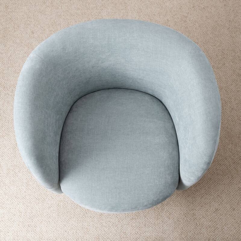 Modern Upholstered Swivel Barrel Accent Chair with Curved Back