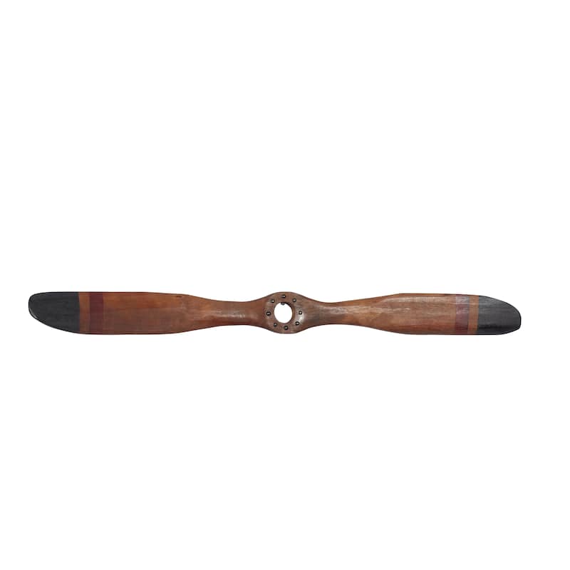 Wood Airplane Propeller 2 Blade Home Wall Decor with Aviation Detailing - Brown - Roche River Decor
