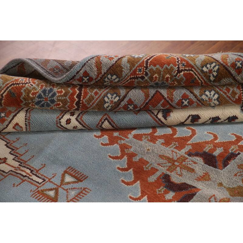 Light Blue Heriz Serapi Oriental Large Area Rug Wool Carpet - 11'3" x 17'10"