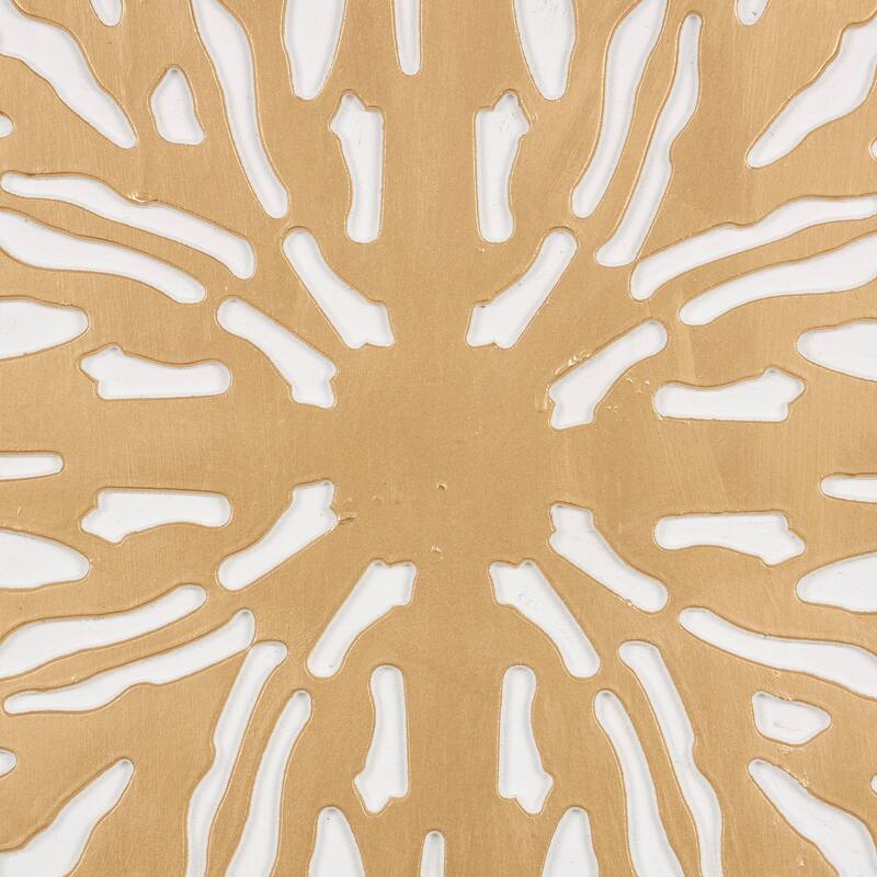 Gold Wooden Abstract Carved Starburst Wall Decor with White Backing