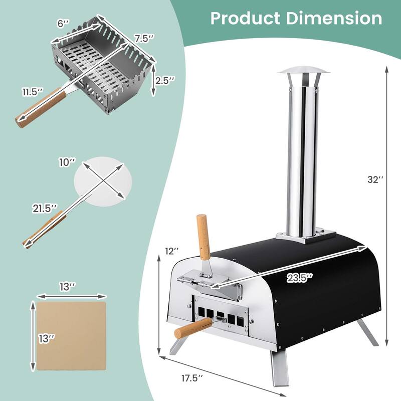 Costway 12" Multi-Fuel Pizza Oven Propane & Wood Fired Pizza Maker - See Details