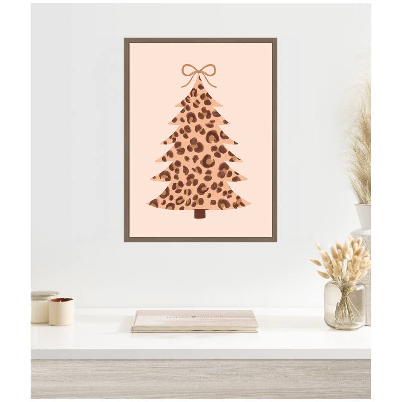 Kate and Laurel Sylvie Framed Canvas Trendy Tree by Aislinn Simmonds Duchess Plum