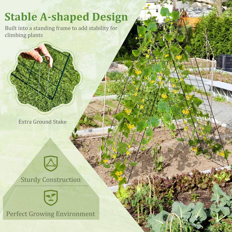 Costway 4 PCS Foldable Cucumber Trellis A-Frame Plant Supports with - See Details
