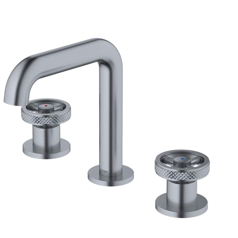 Karran Tryst KBF466 Wheel 2-Handle Three Hole Widespread Bathroom Faucet with Matching Pop-up Drain