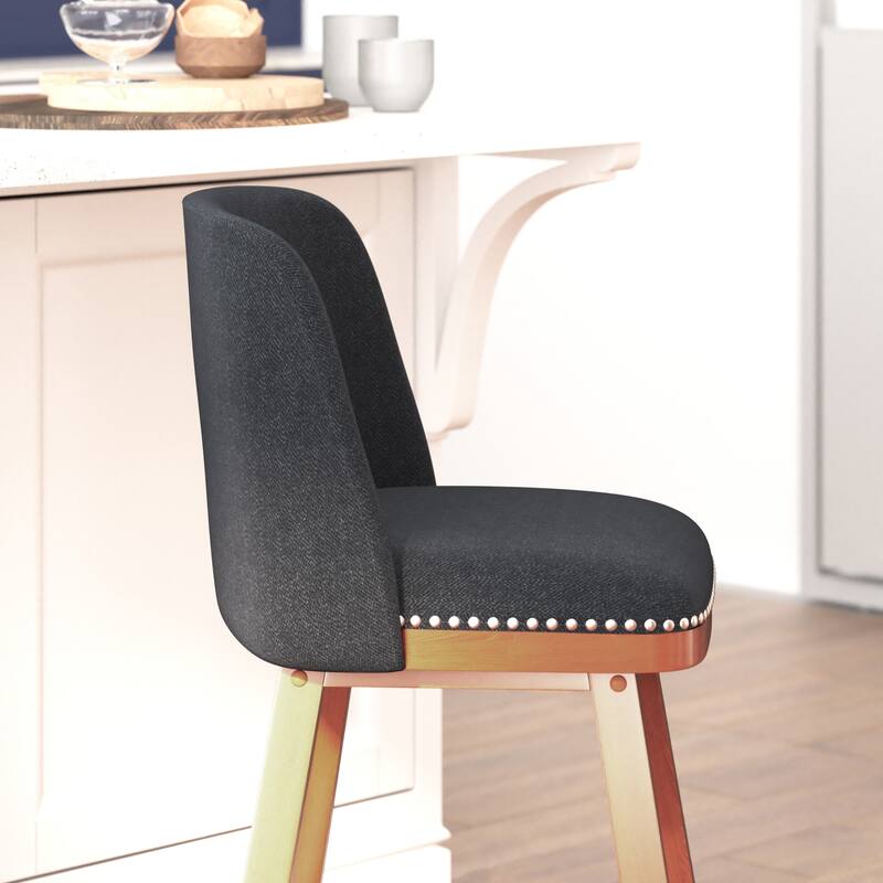 2 Pack Commercial Wood Counter Stools with Nail Trim