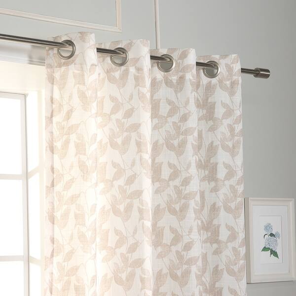 Shop Aurora Home Opaque Beige Leaf Curtains On Sale Overstock 31868255