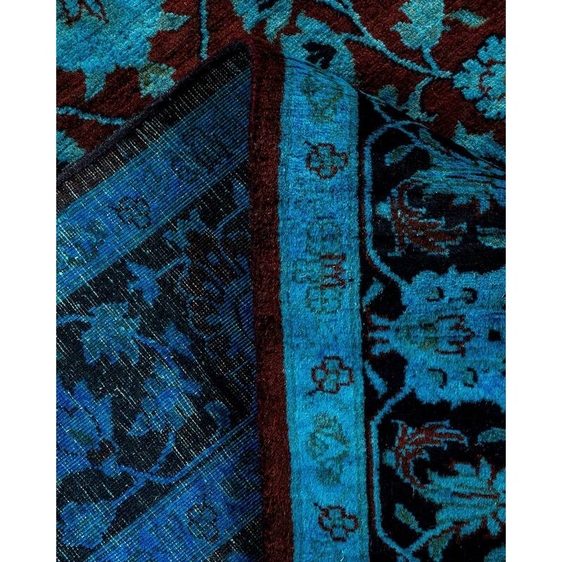 Overton Hand Knotted Wool Vintage Inspired Modern Contemporary Overdyed Blue Area Rug - 4' 2" x 6' 1"