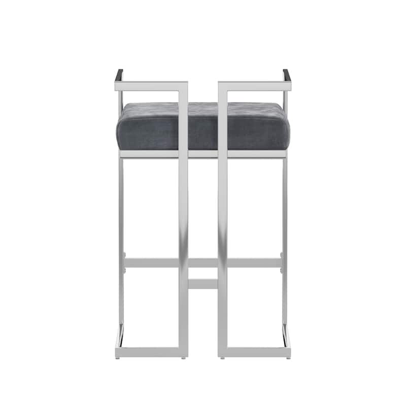 Tanner Velvet Upholstered Chrome Finish Metal Barstool (Set of 2) by iNSPIRE Q Bold